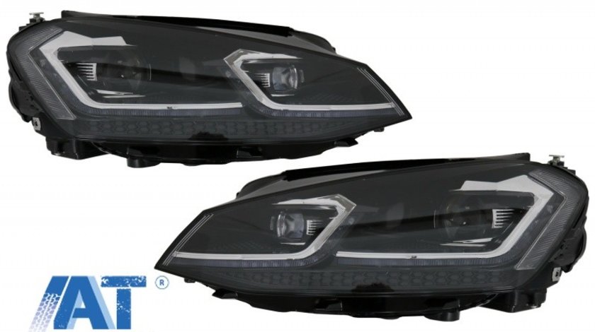 Faruri LED Bi-Xenon Look compatibil cu VW Golf 7 VII (2012-2017) Facelift G7.5 R Line Design cu Semnal Dinamic