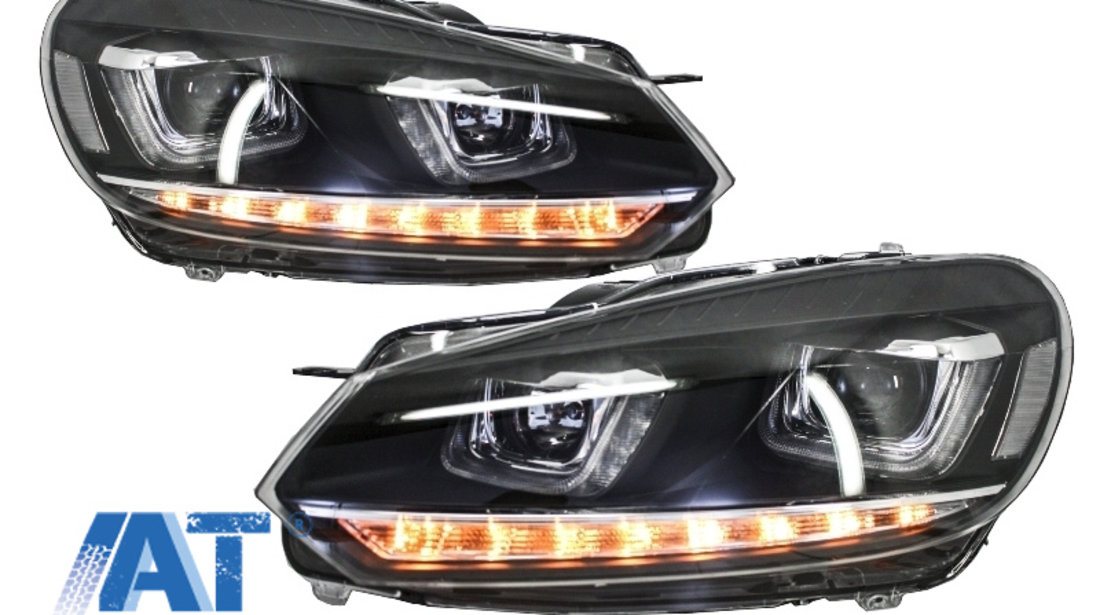 Faruri LED compatibil cu VW Golf 6 VI (2008-2013) Design Golf 7 3D U Design Semnal LED Dinamic