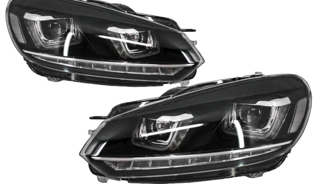 Faruri LED compatibil cu VW Golf 6 VI (2008-2013) Design Golf 7 3D U Design Semnal LED Dinamic HLVWG6U