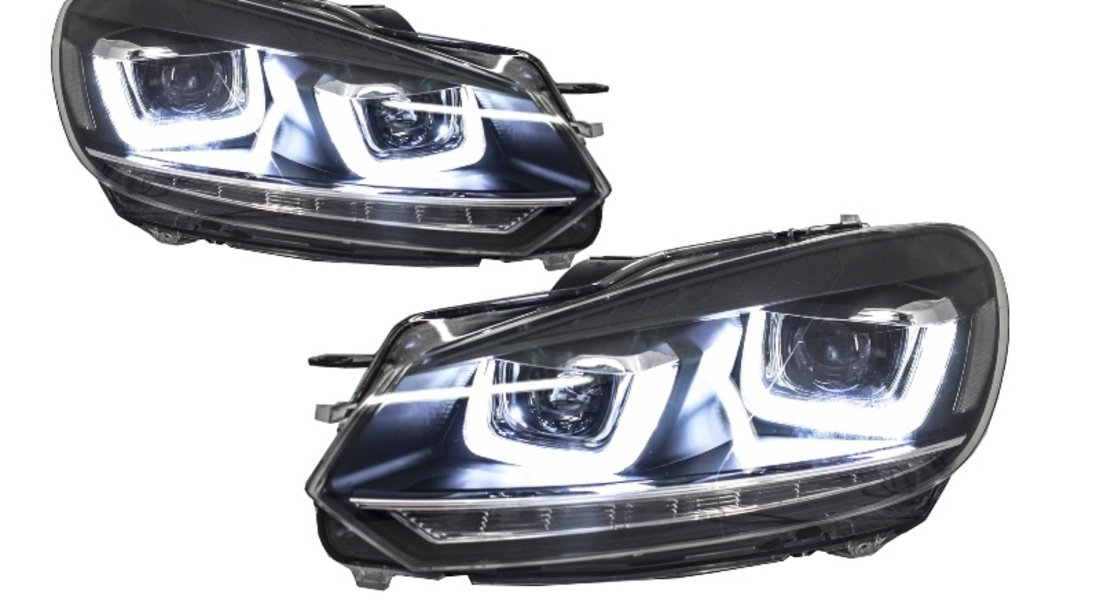 Faruri LED compatibil cu VW Golf 6 VI (2008-2013) Design Golf 7 3D U Design Semnal LED Dinamic HLVWG6U