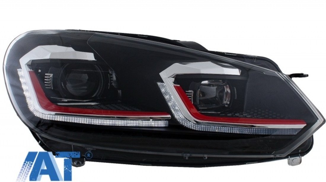 Faruri LED compatibil cu VW Golf 6 VI (2008-2013) Facelift G7.5 GTI Design Rosu Semnalizare Secventiala LHD