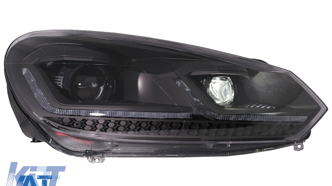 Faruri LED compatibil cu VW Golf 6 VI (2008-2013) Facelift G7.5 Design Negru Semnalizare Secventiala LHD