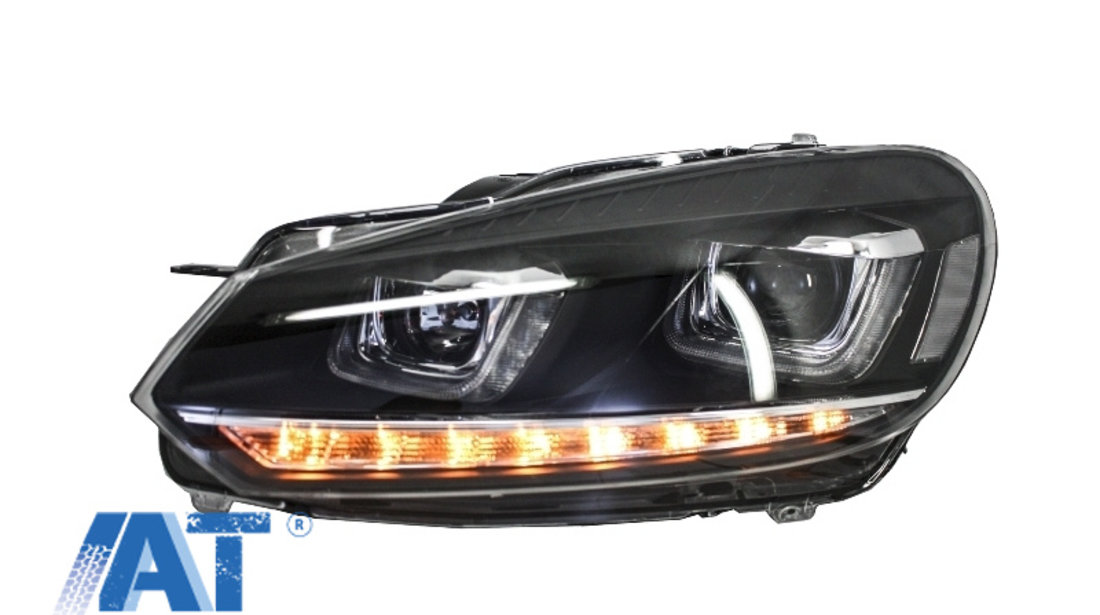 Faruri LED compatibil cu VW Golf 6 VI (2008-2013) Design Golf 7 3D U Design Semnal LED Dinamic