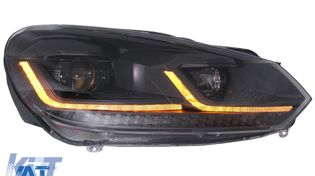 Faruri LED compatibil cu VW Golf 6 VI (2008-2013) Facelift G7.5 Design Negru Semnalizare Secventiala LHD