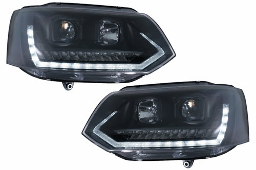 Faruri LED compatibil cu VW Transporter T5 (2010-2015) Semnal Dinamic Negre HLVWT5BFW
