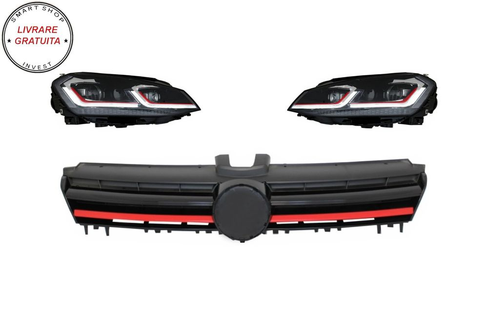 Faruri LED cu Semnal Dinamic cu Grila VW Golf 7 VII (2013-2017) R Design- livrare gratuita