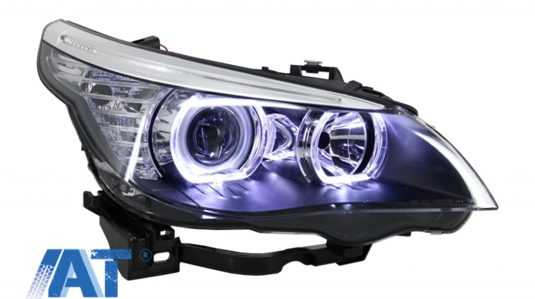 Faruri LED Dayline Angel Eyes compatibil cu BMW Seria 5 E60 E61 (2003-2007) LCI Design