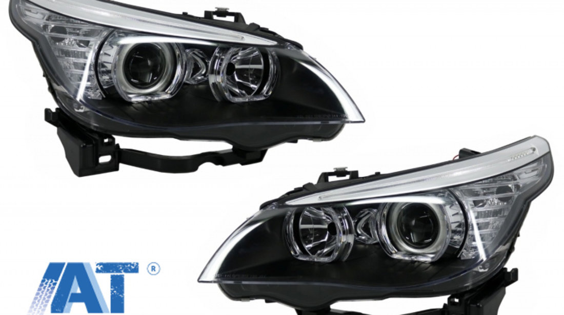 Faruri LED Dayline Angel Eyes compatibil cu BMW Seria 5 E60 E61 (2003-2007) LCI Design