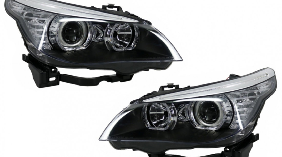 Faruri LED Dayline Angel Eyes compatibil cu BMW Seria 5 E60 E61 (2003-2007) LCI Design HLBME60