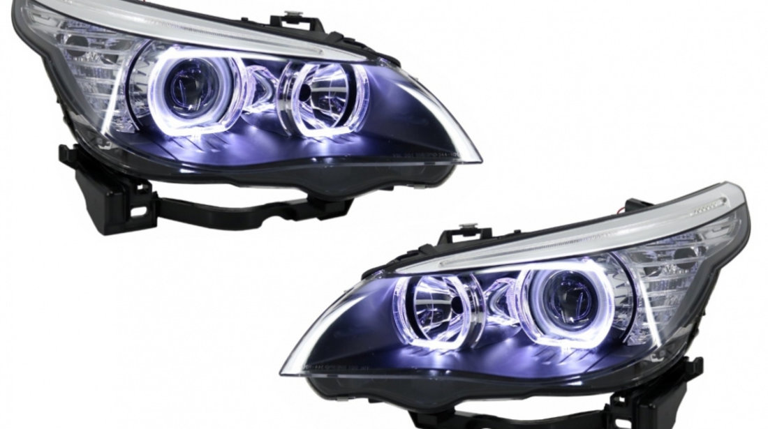 Faruri LED Dayline Angel Eyes compatibil cu BMW Seria 5 E60 E61 (2003-2007) LCI Design HLBME60