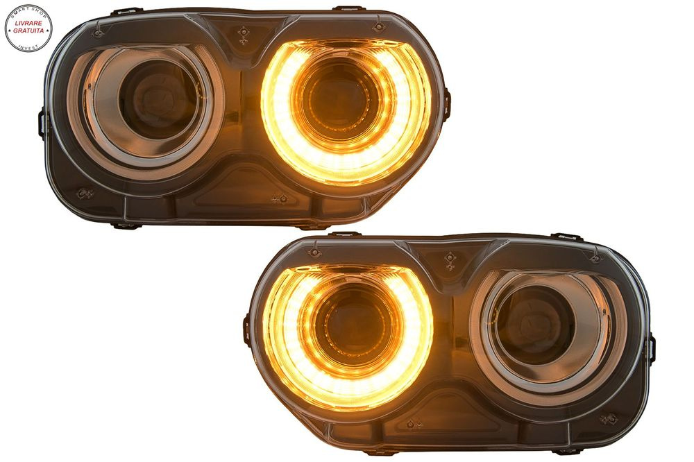 Faruri LED Dodge Challenger (2015-2024) Negru cu Lumini RGB- livrare gratuita