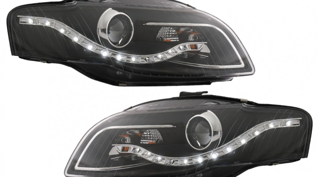 Faruri LED DRL compatibil cu Audi A4 B7 (11.2004-03.2008) DAYLIGHT Negru SWA08ELGXB