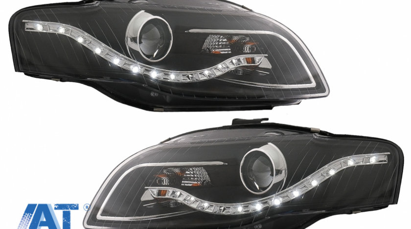 Faruri LED DRL compatibil cu Audi A4 B7 (11.2004-03.2008) DAYLIGHT Negru