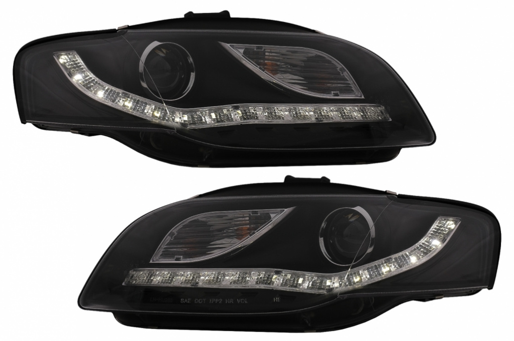 Faruri LED DRL compatibil cu Audi A4 B7 (11.2004-03.2008) Negru HLAUA4B7BLED