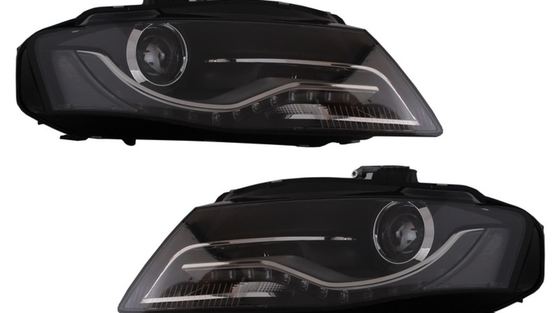 Faruri LED DRL compatibil cu Audi A4 B8 8K (04.2008-2011) cu Lumini de zi Integrate Negru SWA16DLGXB