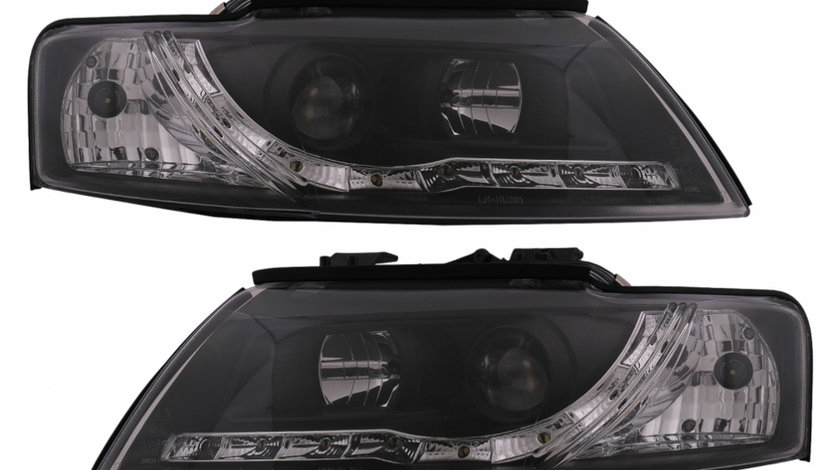 Faruri LED DRL compatibil cu Audi A4 Cabriolet B6 8H7 8HE (2002-2006) Negru HLAUA4B6BCA