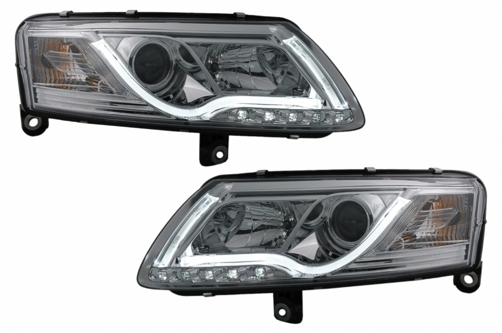 Faruri LED DRL compatibil cu Audi A6 C6 4F (2004-2007) Crom SWA13SLGX