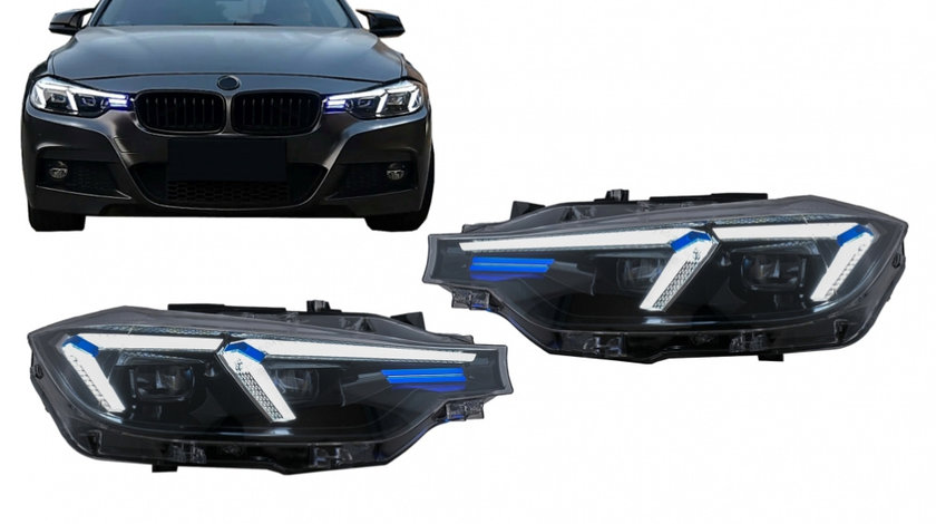 Faruri LED DRL compatibil cu BMW 3 Series F30 F31 Sedan Touring (10.2011-05.2015) Upgrade la G20 2024 Design pentru Halogen HLBMF30NLH