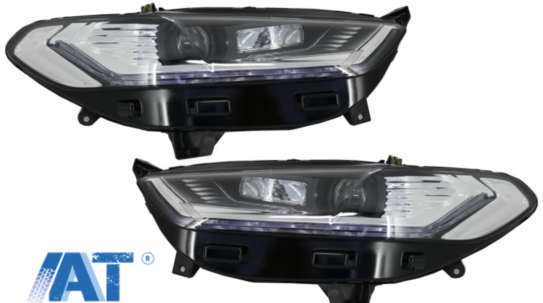 Faruri LED DRL compatibil cu Ford Mondeo MK5 (2013-2016) Semnalizare Secventiala Crom