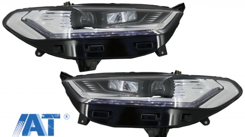 Faruri LED DRL compatibil cu Ford Mondeo MK5 (2013-2016) Semnalizare Secventiala Crom