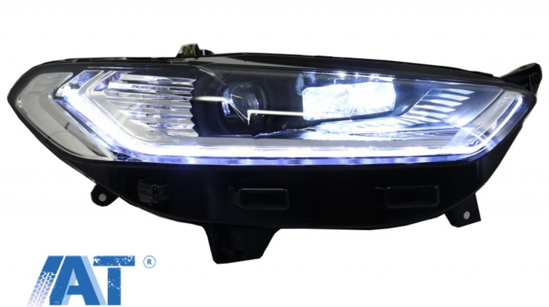 Faruri LED DRL compatibil cu Ford Mondeo MK5 (2013-2016) Semnalizare Secventiala Crom