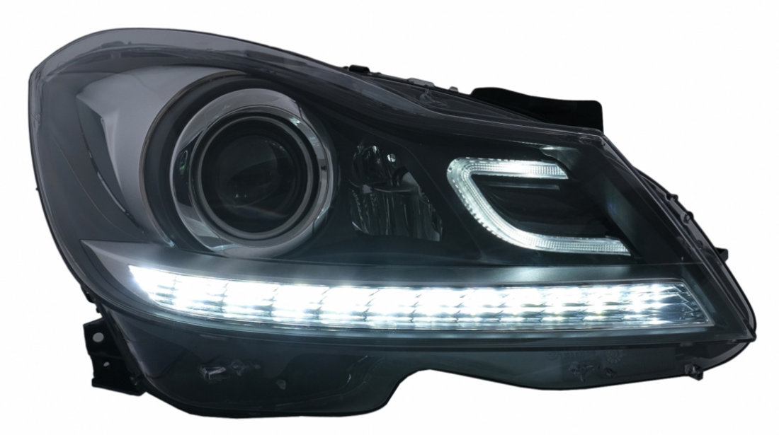 Faruri LED DRL compatibil cu Mercedes C-Class W204 S204 Facelift (2011-2014) Negru Semnal Dinamic HLMBW204LD