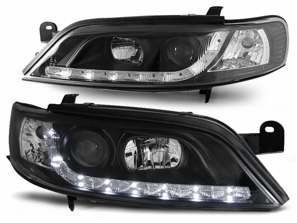 Faruri LED DRL compatibil cu Opel Vectra B (1999-03.2002) Negru HLOPVBFLB