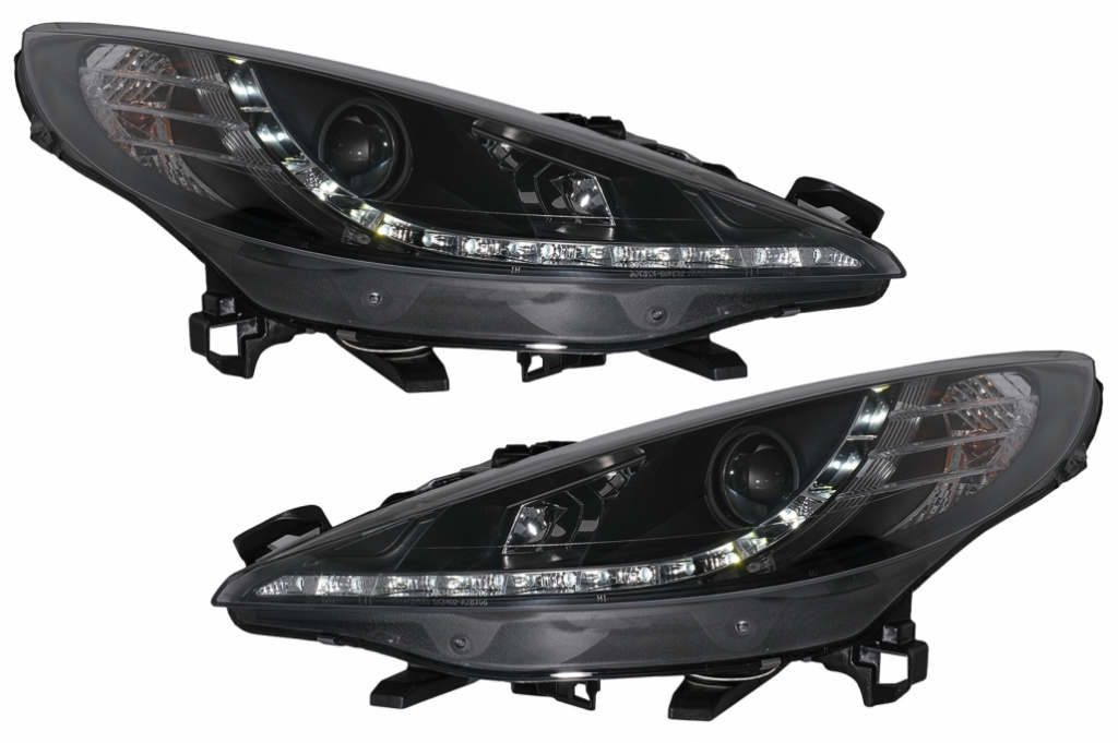 Faruri LED DRL compatibil cu Peugeot 207 (05.2006-06.2012) Negru HLPE207BLED