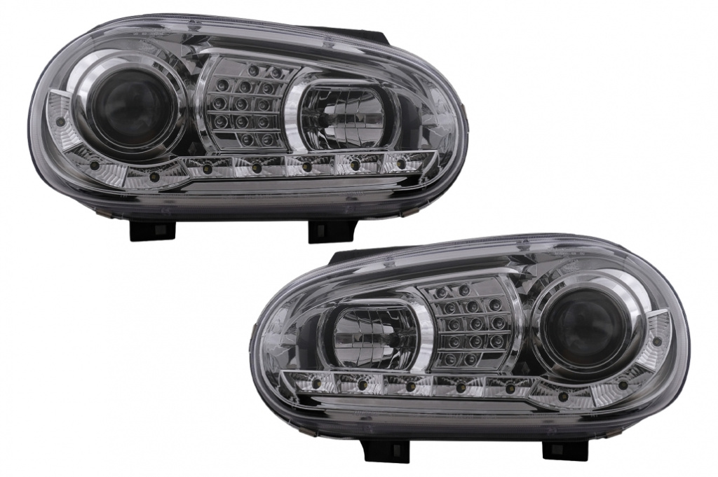Faruri LED DRL compatibil cu VW Golf IV 4 (09.1997-09.2003) Crom HLVWG4CLED