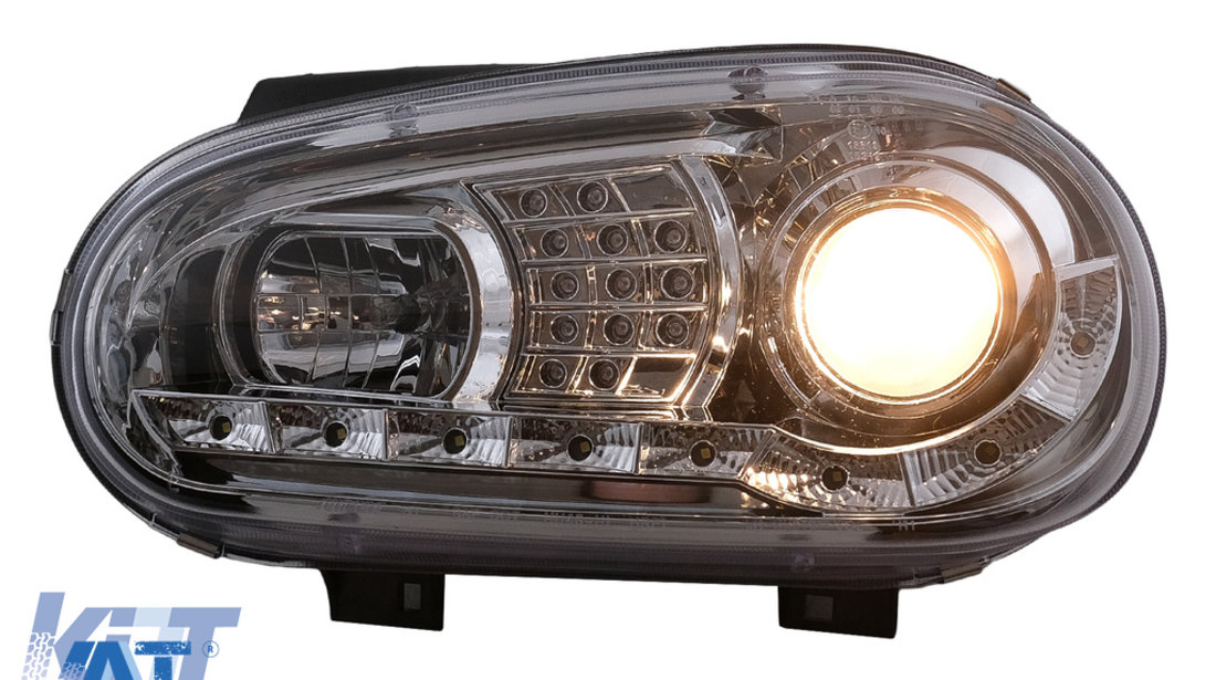 Faruri LED DRL compatibil cu VW Golf IV 4 (09.1997-09.2003) Crom