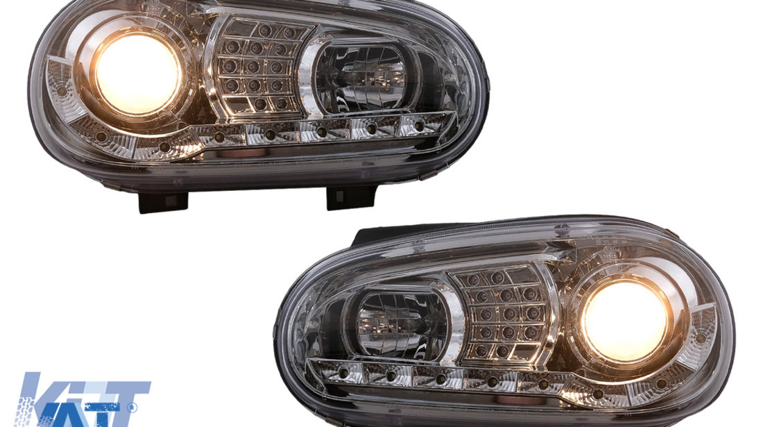 Faruri LED DRL compatibil cu VW Golf IV 4 (09.1997-09.2003) Crom