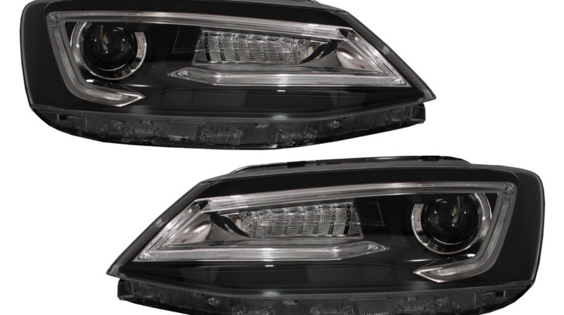 Faruri LED DRL compatibil cu VW Jetta Mk6 VI Non GLI (2011-2017) Semnal Dinamic Secvential Demon Bi-Xenon Design HLVWJ6