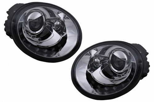 Faruri LED DRL compatibil cu VW New Beetle Hatchback Cabrio (10.1998-05.2005) Crom Sticla Clara HLVW...