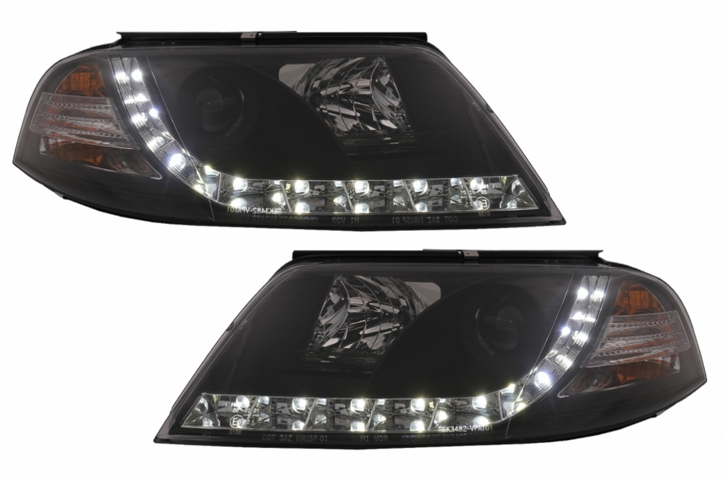 Faruri LED DRL compatibil cu VW Passat 3BG (09.2000-03.2005) Negru HLVWPA3BGBLED