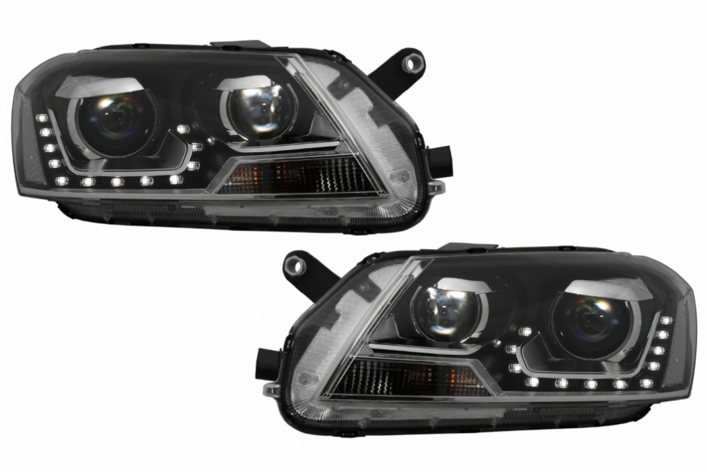 Faruri LED DRL compatibil cu VW Passat 3C B7 (11/2010-10/2014) Negre HLVWP3CB7