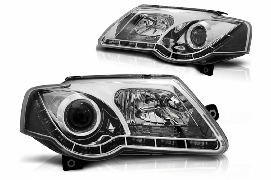 Faruri LED DRL compatibil cu VW Passat B6 3C (03.2005-2010) Crom HLVWPA3CLEDC2