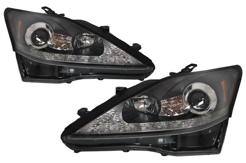 Faruri LED DRL dinamic compatibil cu LEXUS IS XE20 (2006-2013) Negru HLLXIS200B