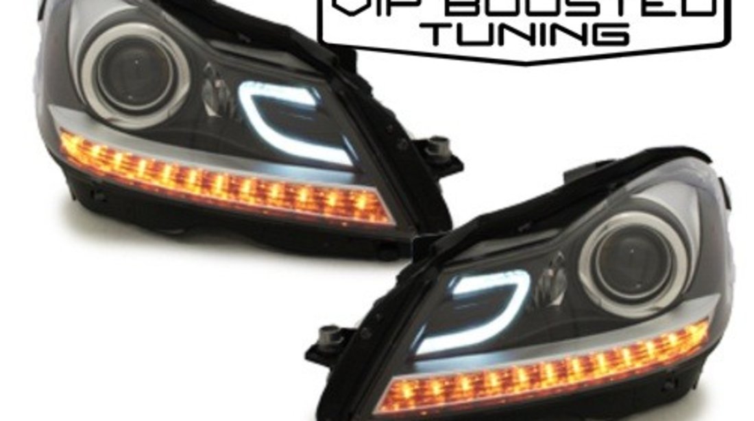 Faruri LED DRL MERCEDES Benz W204 C-class facelift 2011+ Negre