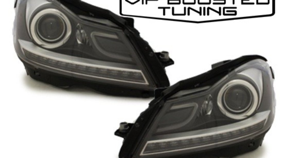 Faruri LED DRL MERCEDES Benz W204 C-class facelift 2011+ Negre