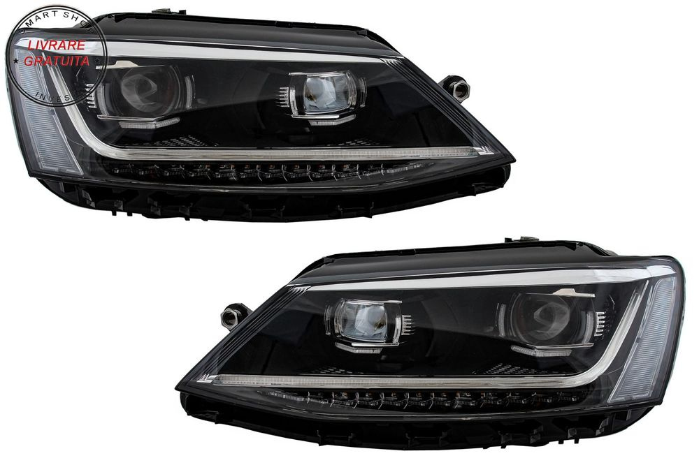 Faruri LED DRL VW Jetta Mk6 VI (2011-2017) Semnal Dinamic Secvential Xenon Matrix - livrare gratuita