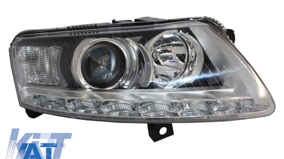 Faruri LED DRL Xenon compatibil cu Audi A6 C6 4F (04.2004-2008) Fara AFS Chrome