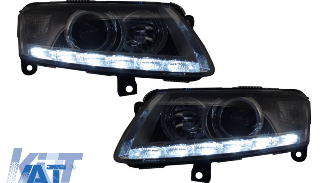 Faruri LED DRL Xenon compatibil cu Audi A6 C6 4F (04.2004-2008) Fara AFS Chrome