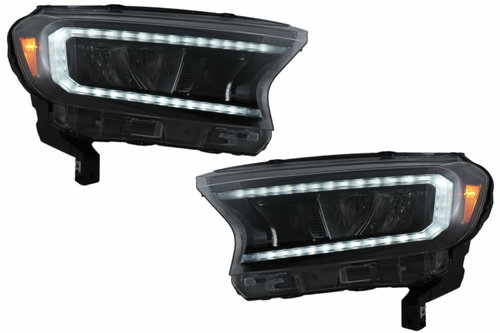 Faruri LED Light Bar compatibil cu Ford Ranger (2015-2020) LHD Negru cu Semnal Dinamic HLFRNGT6