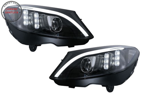 Faruri LED Mercedes C-Class W205 S205 A205 C205 (2014-2018) Negru Semnal Dinamic S