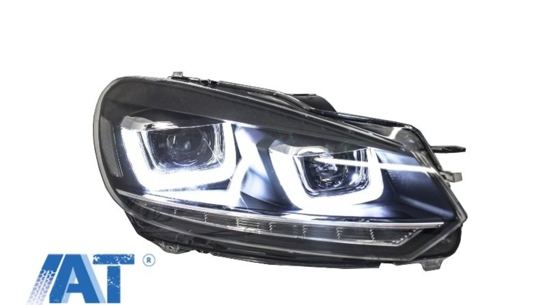 Faruri LED RHD compatibil cu VW Golf 6 VI (2008-up) Design Golf 7 3D U Design Semnal LED Dinamic