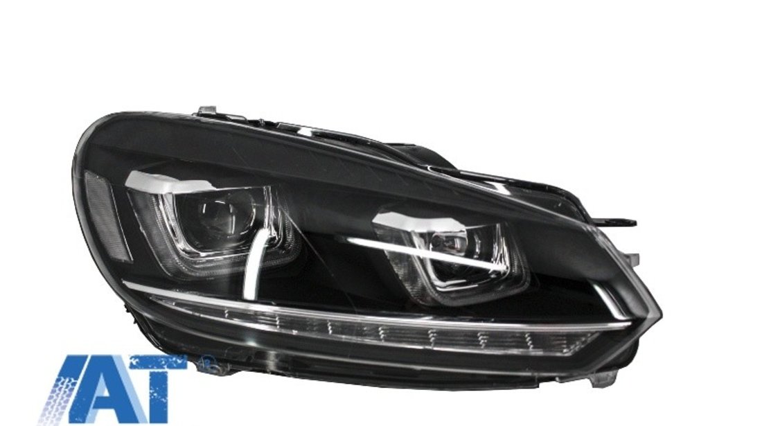 Faruri LED RHD compatibil cu VW Golf 6 VI (2008-up) Design Golf 7 3D U Design Semnal LED Dinamic