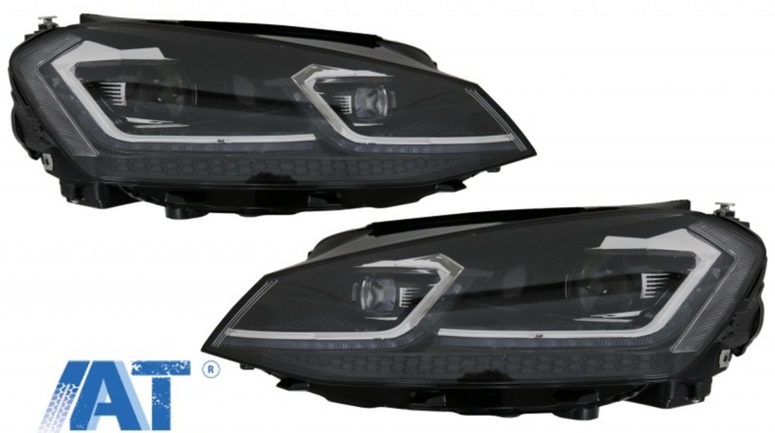 Faruri LED RHD compatibil cu VW Golf 7 VII (2012-2017) Facelift G7.5 R Line Look cu Semnal Dinamic