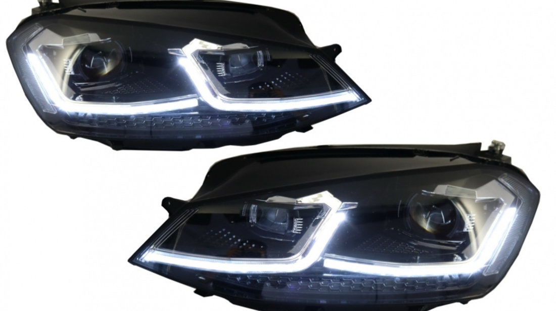 Faruri LED RHD compatibil cu VW Golf 7 VII (2012-2017) Facelift G7.5 R Line Look cu Semnal Dinamic HLVWG7FSRHD