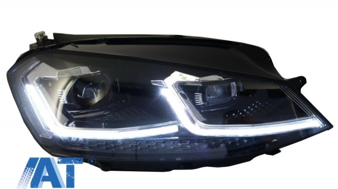 Faruri LED RHD compatibil cu VW Golf 7 VII (2012-2017) Facelift G7.5 R Line Look cu Semnal Dinamic