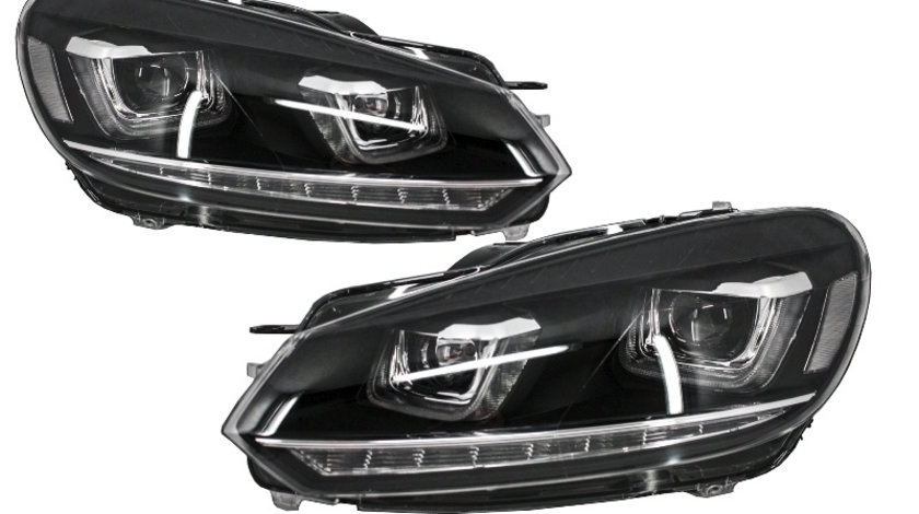 Faruri LED RHD VW Golf 6 VI (2008-up) Design Golf 7 3D U Design Semnal LED Dinamic KTX2-HLVWG6URHD